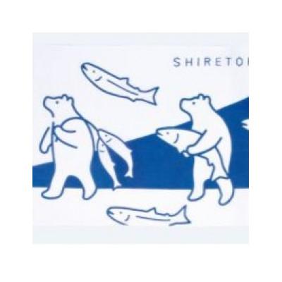 ふるさと納税 斜里町 知床トコさん×かまわぬ 手ぬぐい 【トコさん鮭】青 |  | 01