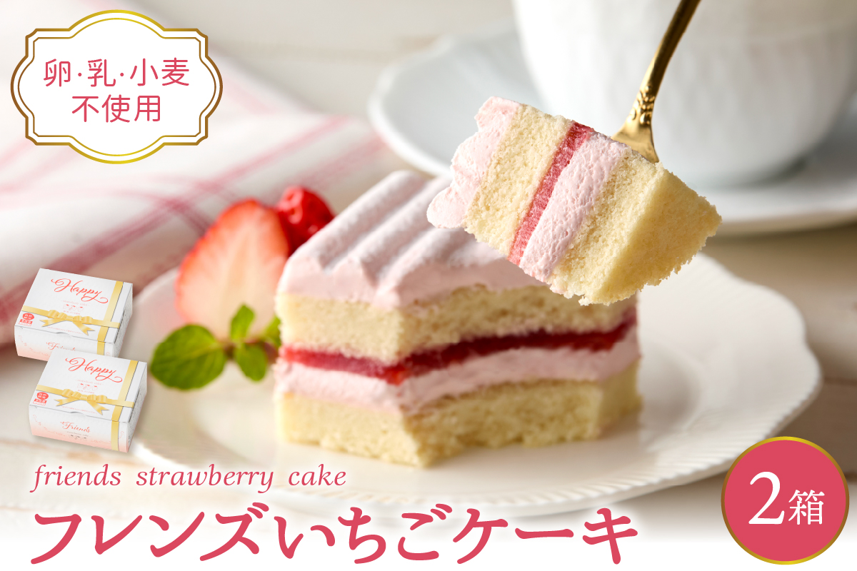 【期間限定】卵・乳・小麦不使用【フレンズいちごケーキ × 2箱】 スイーツ ケーキ 苺 イチゴ ソース 山形県 東根市 日東ベスト 2箱　hi010-024