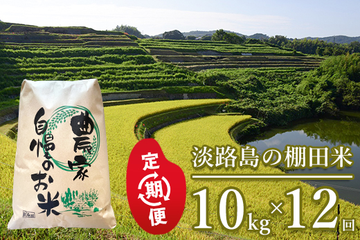 【定期便】淡路島の棚田米　10kg×12回（毎月発送）　精米 白米