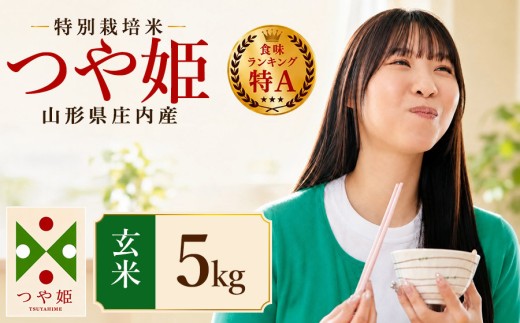 【令和7年産】 特別栽培米 つや姫 玄米 5kg (5kg×1袋)　山形県 庄内産 　| つやひめ 5キロ 米 お米 コメ 食品 ご飯 ごはん 美味しい おいしい ブランド米 エコ包装 おすすめ 人気 山形県 鶴岡市 東北 国産 お取り寄せ SDGs未来都市鶴岡 返礼品