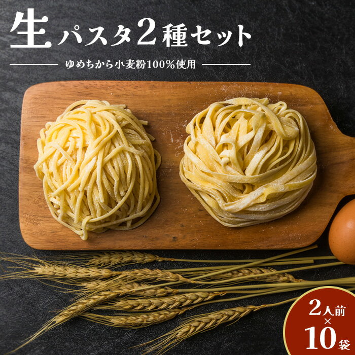 【ふるさと納税】【ゆめちから小麦粉100％使用】 生パスタ2種セット （2人前×10袋）北海道産 国産 生パスタ パスタ フィットチーネ タリオリーニ 20人前 北海道 ふるさと納税 恵庭市 恵庭【29000402】