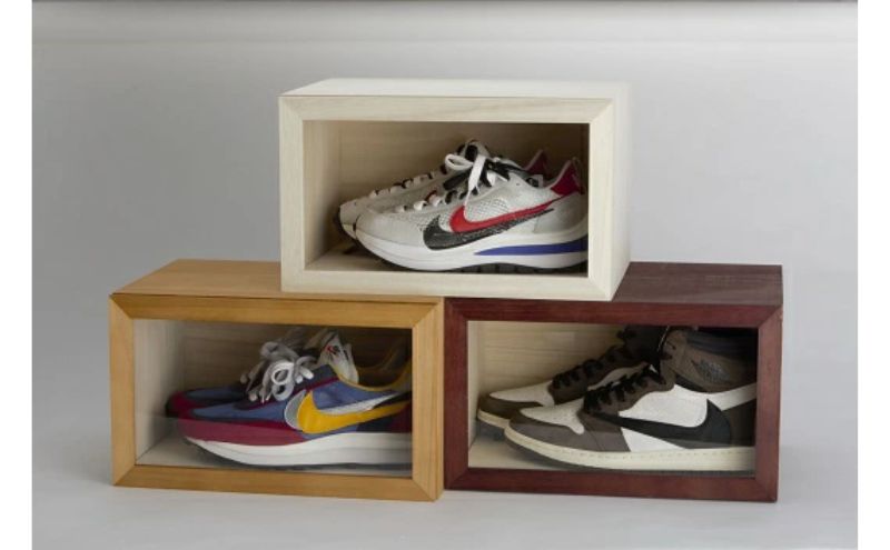Shoewindow 3色セット　スニーカー シューズボックス シューズケース 靴 靴箱 インテリア 天然木 木製 収納 ディスプレイ