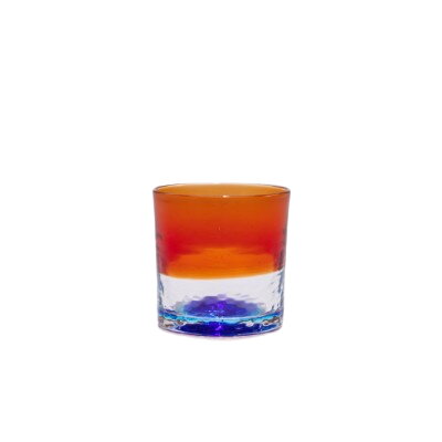 【ふるさと納税】【RYUKYU GLASS WORKS 海風】残波の夕日ロックグラス（青）
