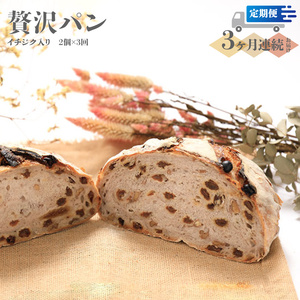 【ふるさと納税】＜【定期便／3回】イチジク入り☆限定！贅沢パン 天然酵母 パン 350g×2個×3回（計6個）＞ ワインとの相性抜群 レーズン くるみ フィグ レザン どっしり ハードパン 自家製 350g×2個を3ヶ月連続 カンパーニュ 自家製天然酵母パン【常温】送料無料