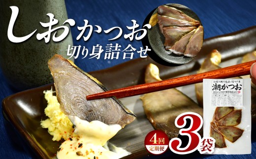【定期便4回】 ｶﾈｻの「しおかつお切り身詰合せ ３袋 定期便」（年4回） しおかつお 鰹 カツオ かつお 切り身 真空包装 塩辛い 定期便 カネサ 静岡県 西伊豆町 ※メール便