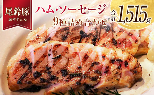 
【PREMIUM PORK】 尾鈴豚 ハム ソーセージ 詰め合わせ 合計1515g 9種 セット 宮崎県産
