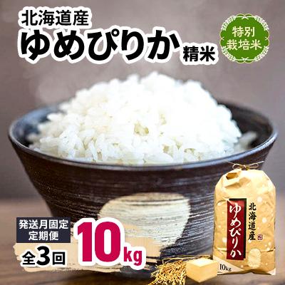 ふるさと納税 長沼町 【発送月固定定期便】10月より順次発送　特別栽培米　北海道産ゆめぴりか 10kg精米全3回