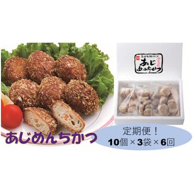 ふるさと納税 諫早市 【毎月定期便】あじめんちかつ30個入り全6回
