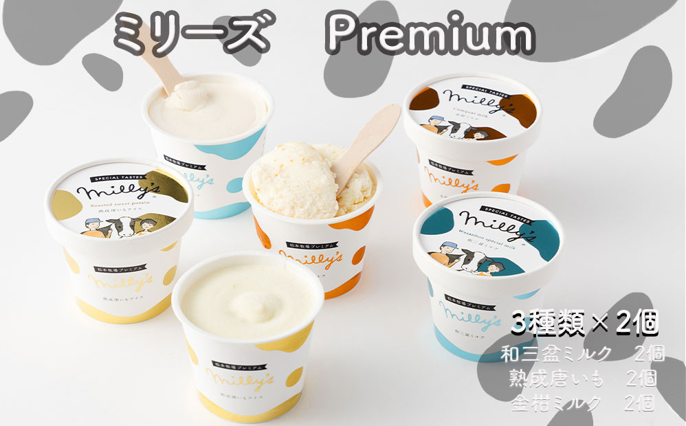 
            松本牧場ミリーズpremium 本格ジェラート（6個）全3種類 生乳 アイス カップサイズ 贅沢 ジェラート デザート スイーツ アイスクリーム 菓子 ６個 セット 和三盆ミルク 熟成唐いも  金柑ミルク 佐賀県 玄海町
          