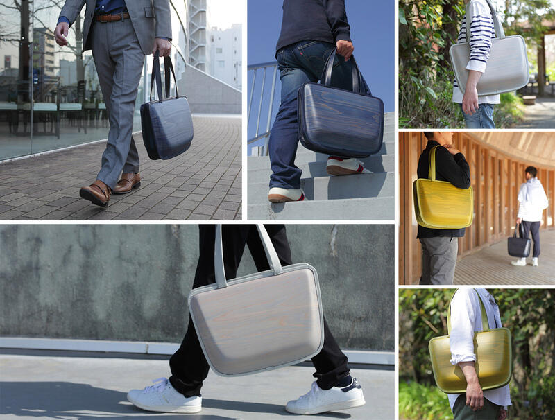 monacca-bag/Leaf indigo 木製トートバッグ