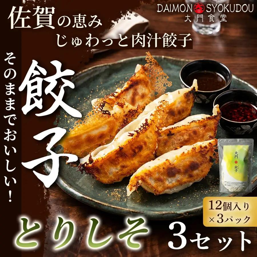 【1個28ｇで満足度大！】大門餃子　とりしそ(12個入×3P) 3セット 冷凍餃子 餃子：B340-007