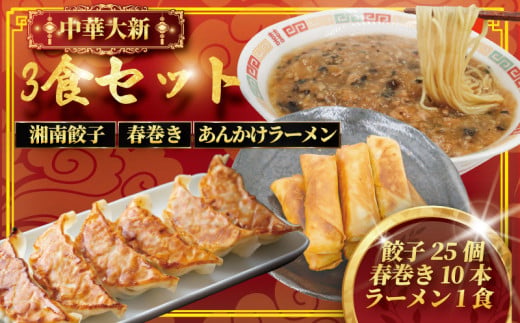 ぎょうざ 餃子 25個 春巻き 10本 ラーメン 1食  冷凍餃子 生餃子 冷凍 手作り 焼き餃子 冷凍食品 中華 セット 詰合せ 春巻 ギョーザ らーめん ギョウザ はるまき 肉汁 大きい 旨い 小分け パック 豚肉 ぶた 野菜 gyouza おかず 夕食 簡単調理 時短 ご飯 中華料理 神奈川 湘南 藤沢