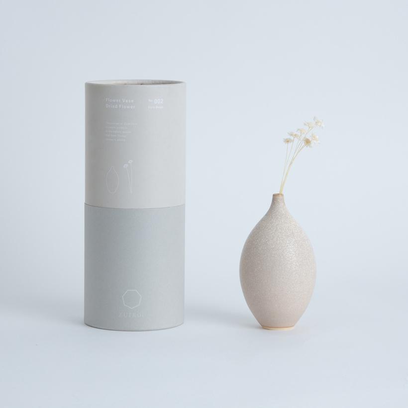 【ふるさと納税】【瑞光窯-ZUIKOU-】フラワーベース＆ドライフラワー　No.002 Ecru Beige × スターフラワー　花 花瓶 陶磁器 シンプル 京都 | 京焼 清水焼 瑞光窯 伝統工芸 ご当地 ギフト お祝い 内祝い 京都府 京都市
