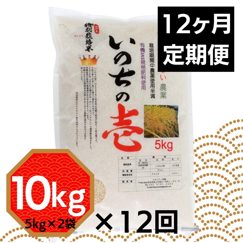 【ふるさと納税】先行予約 令和8年産 米 定期便 120kg ( 10kg × 12ヶ月 ) お米 いのちの壱 岐阜 高山市 飛騨高山 岐阜県 白米 | 送料無料 精米 産直 産地直送 お取り寄せ 人気 お楽しみ おすすめ