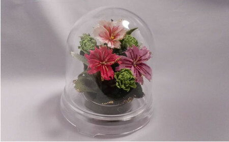 ドーム花器の花装飾（小）＜コスモス・われもこう＞【らんまん 花 雑貨 造花 インテリア お祝い ギフト 贈答 人気 送料無料 高知市 】