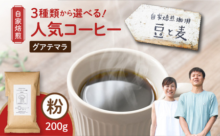 【自家焙煎】豆と麦 グアテマラ（粉） 200g×1袋 A017-017-02 コーヒー 珈琲 グアテマラ 粉 中深煎り 飲料 自家栽培珈琲 自家栽培 コク 甘味 豆と麦 自家焙煎珈琲豆と麦 ふるさと納税 鹿児島 奄美市 おすすめ ランキング プレゼント ギフト