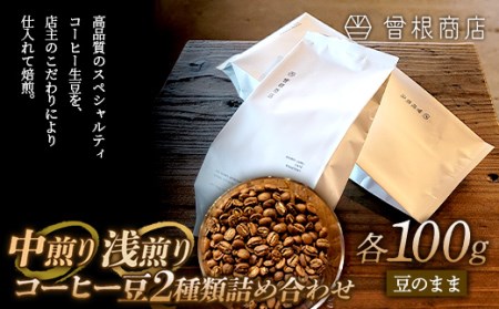 中煎りと浅煎りのコーヒー豆 2種類 詰め合わせ（各100g） ブレンド シングルオリジン オフィス アウトドア キャンプ おうち時間 群馬県 渋川市 F4H-0125