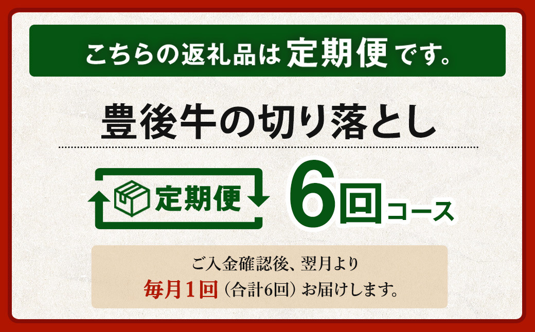 【6ヶ月定期便】豊後牛 切り落とし 1.2kg (600g×2) × 6回 牛肉 大分県産 国産 焼肉 ステーキ 霜降り