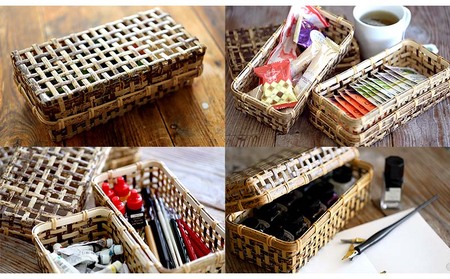 虎竹 スクエア 蓋付き 籠 弁当箱 キッチン リビング 収納 小物 竹虎 高知県 須崎市