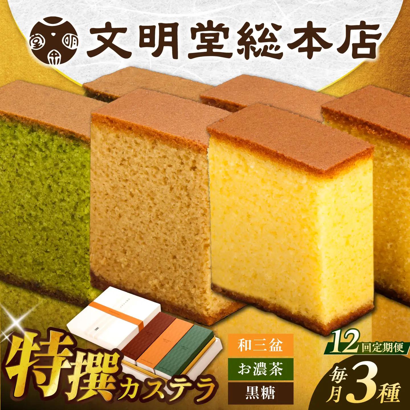 【12回定期便】特撰カステラ3種 [EAK046]文明堂カステラ