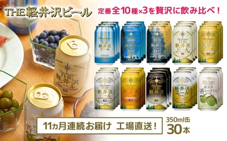 【11カ月定期便】 THE軽井沢ビール 10種30缶 飲み比べ セット 【 軽井沢ブルワリー 地ビール 定期便 クラフトビール  長野県 佐久市 】