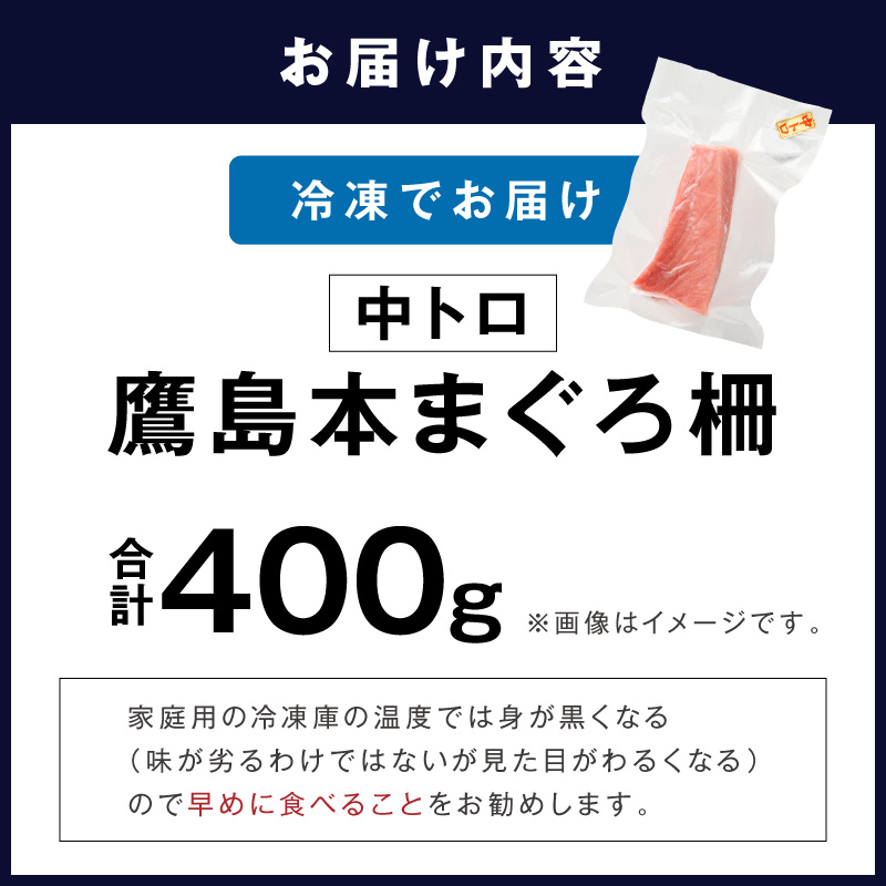 鷹島本まぐろ柵(中トロ)400g ( 本まぐろ まぐろ 鷹島本まぐろ マグロ まぐろ柵 中トロ )【134-0002】