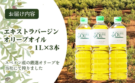 【 小豆島 】 エキストラバージン オリーブオイル 1000ml 3本 セット 1L 詰め合わせ 食用油 パスタ サラダ ドレッシング 揚げ物 調味料 スペイン 土庄町※お申込・生産状況によってはお時