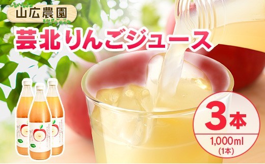 りんごジュース 芸北りんご 山広農園 果汁100% ストレートジュース 1,000ml 3本_YA023_002