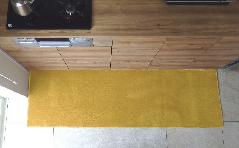 diw0289 北欧風キッチンマット ラグマットタイプ 65×225cm ノーマル型 ゴールド 抗菌防臭 SEK 織人しきもの屋工房