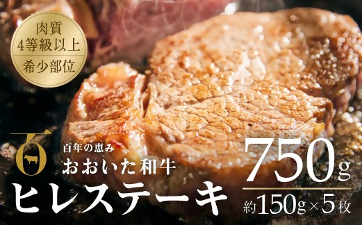 ヒレステーキ 冷蔵 約150g×5枚（計750g） おおいた和牛 ヒレ ステーキ 黒毛和牛 真空包装 九州 和牛 国産 牛肉 【スピード発送】
