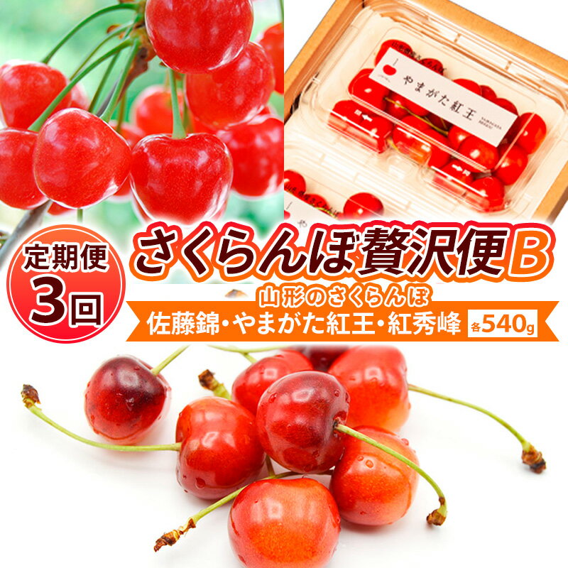 【ふるさと納税】【定期便3回】【さくらんぼ贅沢便B】山形のさくらんぼ 佐藤錦・やまがた紅王・紅秀峰 各540g×3回 【令和8年産先行予約】FS25-001