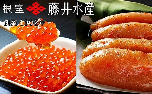 B-42028 【北海道根室産】＜鮭匠ふじい＞いくら醤油漬200g・辛子明太子200g