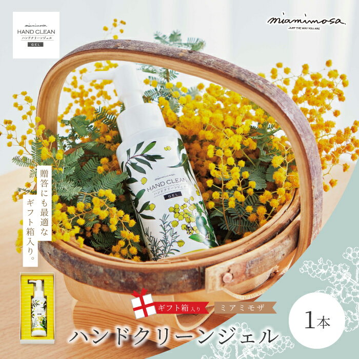 【ふるさと納税】【 ギフト箱入 】【 ミアミモザ 】ミアミモザ ハンドクリーンジェル 100ml 1本 化粧箱 ギフト箱 天然香料 が ほのかに香る ギフト プレゼント 贈答 美容 コスメ ジェル エタノール ヒアルロン酸 高知県 高知 四万十市 四万十 しまんと 送料無料 25-72