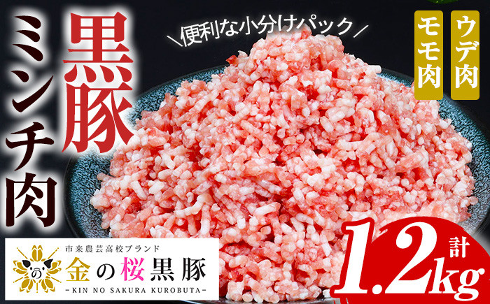 
金の桜黒豚 ミンチ 1.2kg（ 200g×6パック） 冷凍 小分け 国産 鹿児島県産 黒豚 挽き肉 ひき肉 挽肉 ハンバーグ ロールキャベツ に おすすめ【A-1438H】
