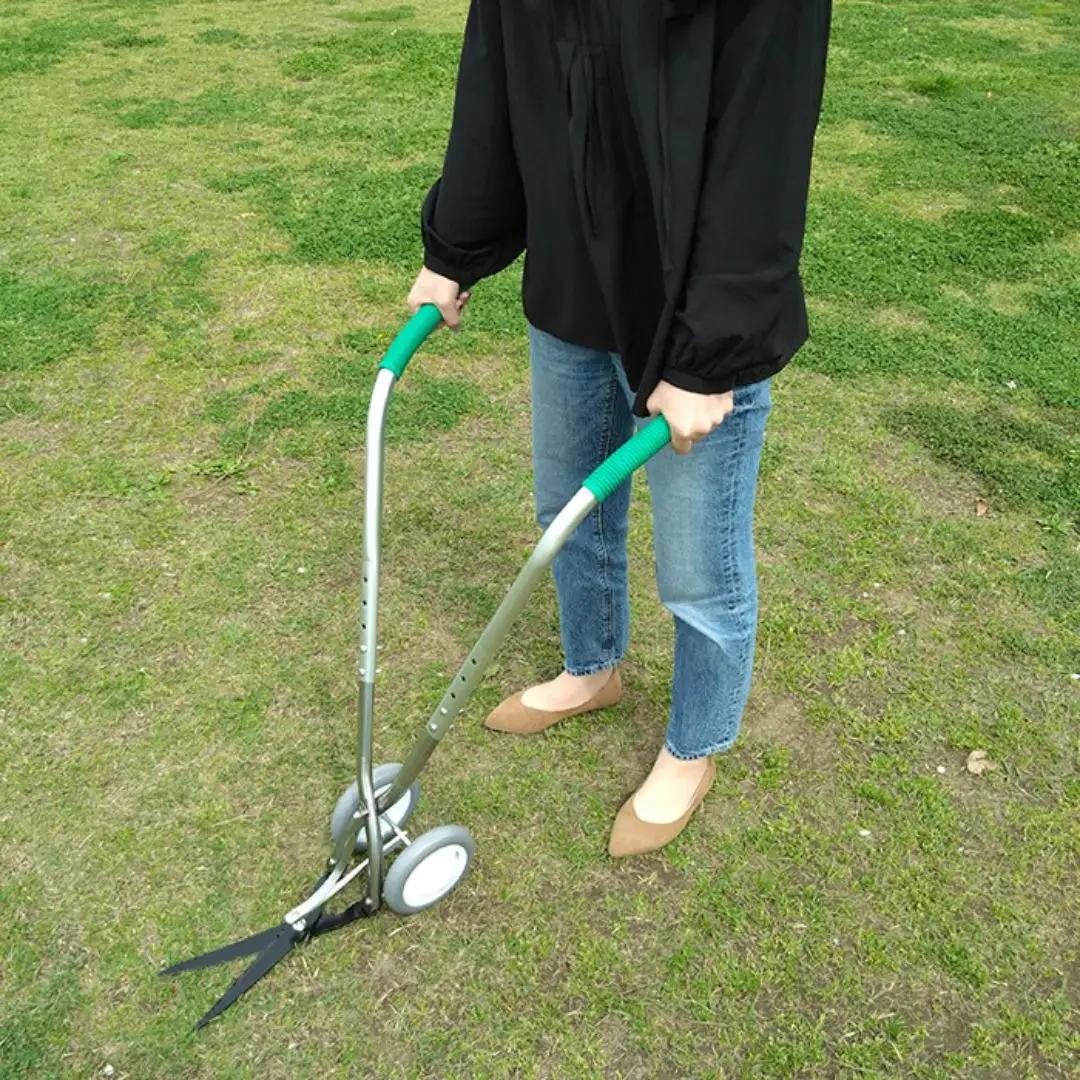 自立できるタイヤ付立ち作業草刈りハサミ 草刈り鋏 ガーデニング タイヤつき 除草 燕三条製 [株式会社オビタス]【040S031】