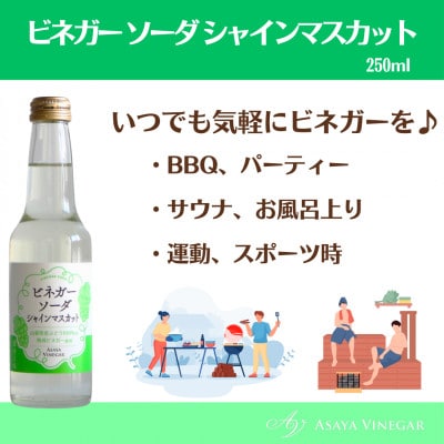 山梨産ぶどう100%の熟成ビネガーの、そのまま飲める「ビネガーソーダシャインマスカット24本セット」【1658353】