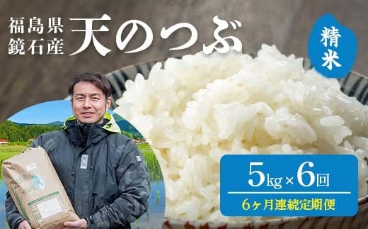 
            〈先行予約 2026年産米〉【米の定期便】福島県鏡石町産 和田農園「天のつぶ」精米5kg 6か月連続 F6Q-447
          