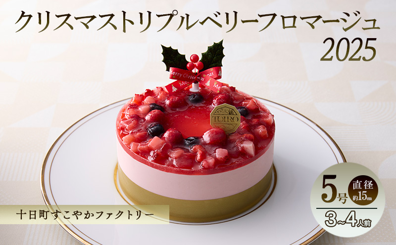 クリスマストリプルベリーフロマージュ（5号・直径約15cm）｜十日町すこやかファクトリー アレルギー対応 特定原材料不使用 クリスマスケーキ フロマージュ ホール ケーキ 洋菓子 スイーツ 新潟県