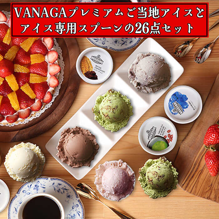 【ふるさと納税】VANAGAプレミアムご当地アイス24個とアイス専用スプーン（シルバー2本）の26点セット | アイスクリーム アイス 濃厚 バニラ デザート 島根県雲南市/やまざと.com[AICN005]
