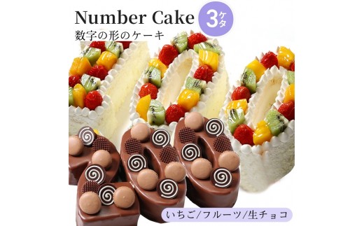 [№5258-7909]お誕生日・記念日など数字にまつわるお祝いに『ナンバーケーキ』 3ケタ フルーツいっぱい
