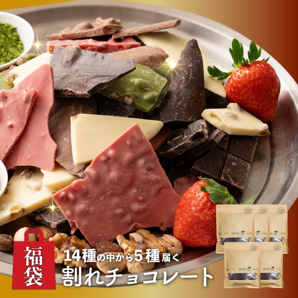
                  【訳あり】【福袋】割れチョコ14種類から5袋が届くお楽しみ(内容ランダム・180g×5袋) 
                