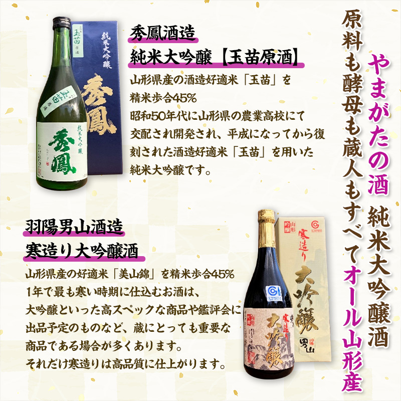 【やまがたの酒 純米大吟醸酒】秀鳳酒造・羽陽男山(720ml×2本) FY25-374