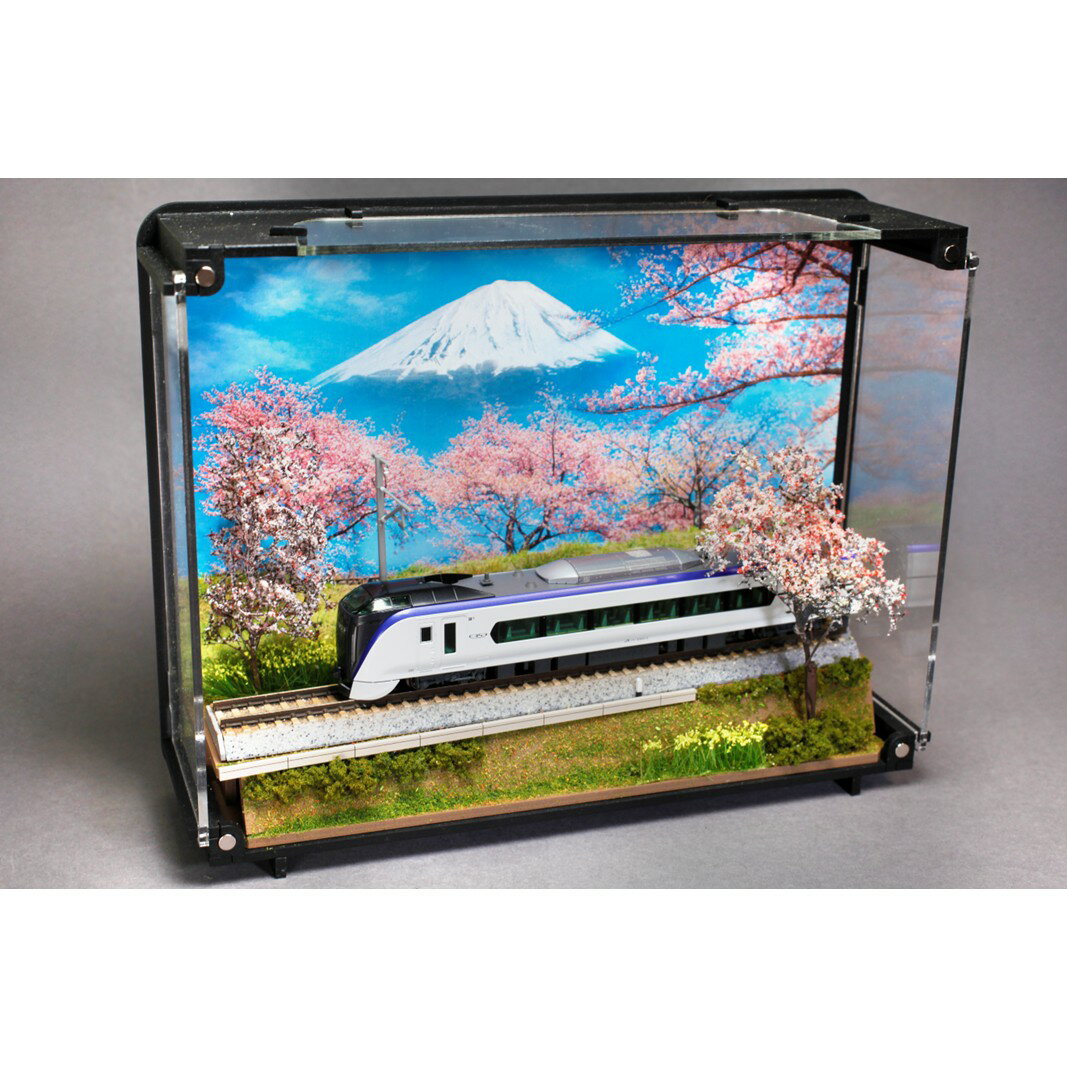 【ふるさと納税】鉄道模型 走る情景(ジオラマ)シリーズ《E353系 「富士回遊」》 ジオラマ E353系 鉄道 模型 列車 富士回遊 富士山 風景 桜 本棚 インテリア ミニチュア コレクション 0055-021-S07
