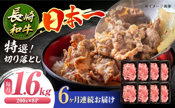 
            【6回定期便】長崎和牛 特選切り落とし A4-A5 約1.6kg（200g×8パック） 長与町/meat shop FUKU [ECS023] ] 切り落とし きりおとし 牛肉 1kg すきやき 国産 和牛 A4 A5 国産切り落とし すき焼き 冷凍 小分け 定期便 定期 ていきびん
          