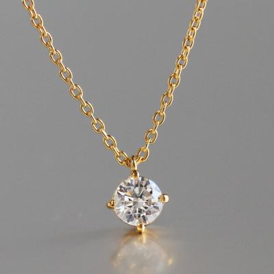 ふるさと納税 大津市 K18 金【0.2ct ラボダイヤモンドネックレス】クラウン王冠 輝き続ける美しさ 一粒ペンダント