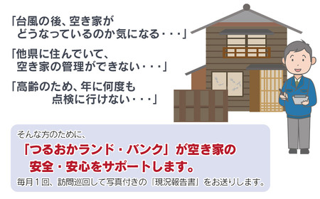 【B】空き家巡回サポート（しっかりコース）3ヶ月（月1回）　つるおかランド・バンク