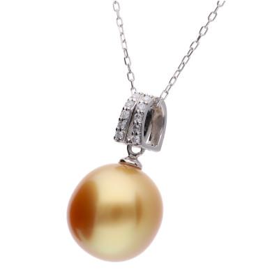 ふるさと納税 神戸市 【星月夜】ゴールデンパール(南洋真珠) ダイヤモンド PT900 プラチナ ペンダントトップ |  | 01