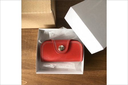 Rキーケース 栃木レザー牛革ケース レッド