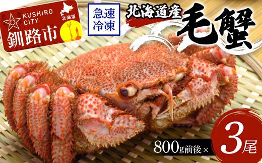 【期間限定！寄附額改定↓！】北海道産毛蟹800g前後×3尾 北海道 カニ 毛ガニ 毛蟹 かに かに味噌 急速冷凍 活蟹 活毛蟹 活毛ガニ F4F-8658