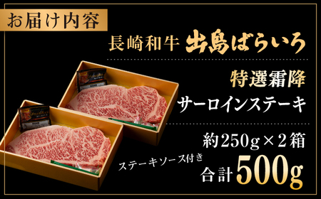 長崎和牛出島ばらいろ 特選霜降サーロインステーキ 500g以上（約250g×2枚）[RCI005] 長崎和牛 サーロイン 長崎和牛 サーロイン 長崎和牛 サーロイン九州 長崎